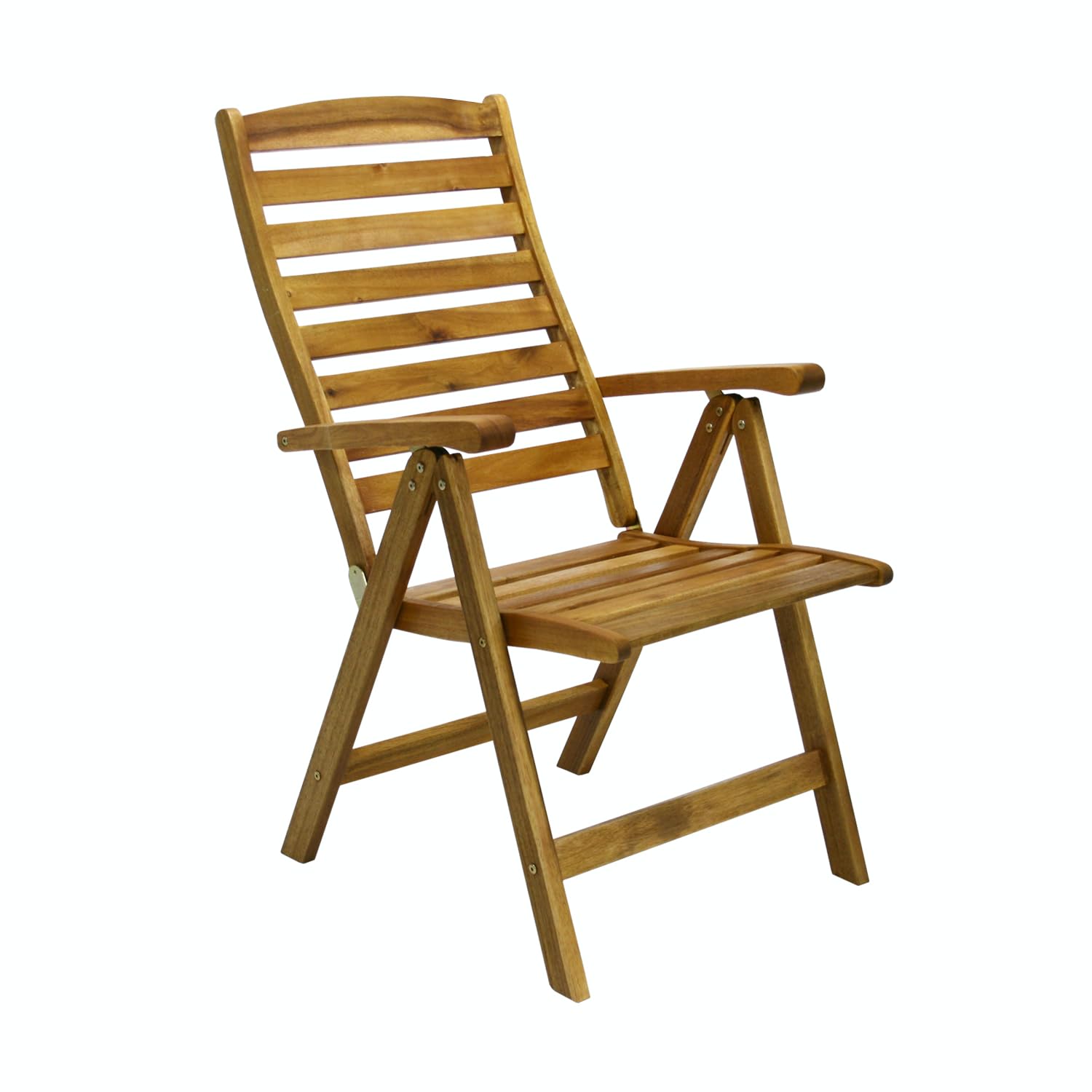 Chaise Finlay acacia avec accoudoirs, finis les maux de dos lors de vos déjeuners de jardin