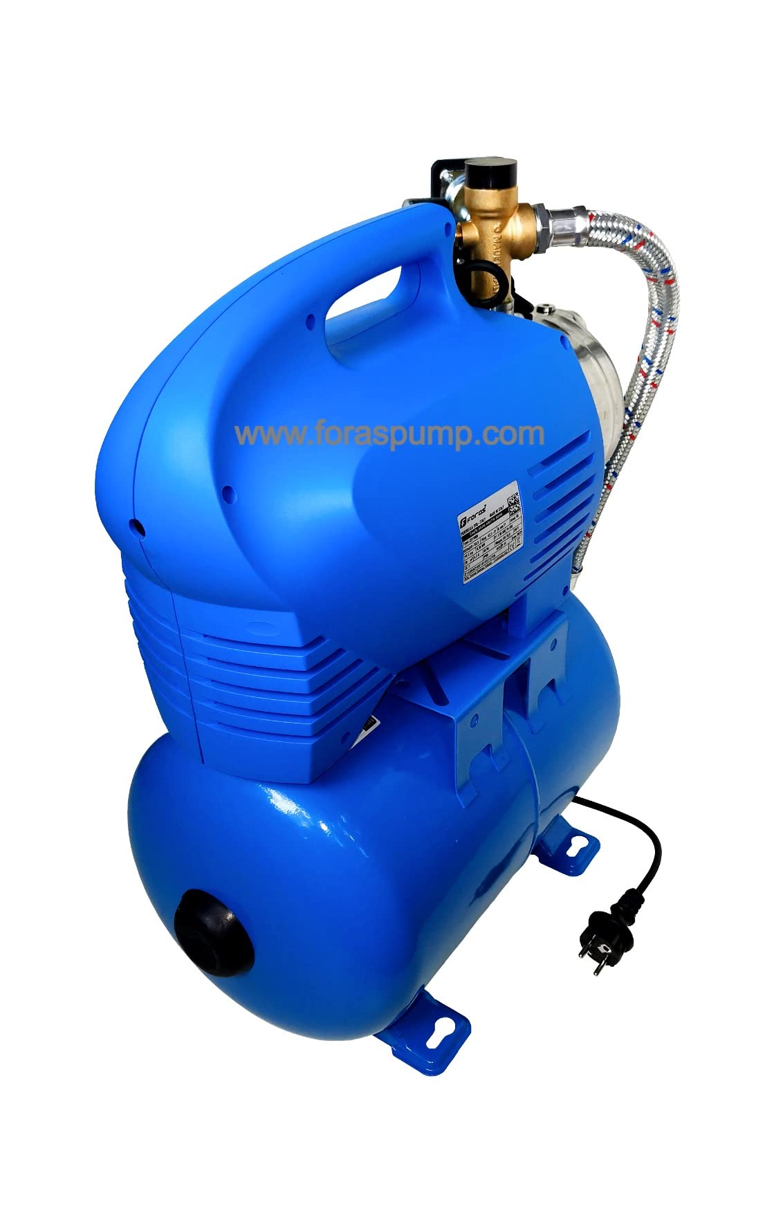 FORAS Hauswasserwerk JXF106N - Bomba centrífuga eléctrica autoaspirante, fabricada en Italia, funcionamiento continuo, 230 V, 0,74 kW, caudal de 63 l/min, presión de 48 m, automática, depósito de 24 L