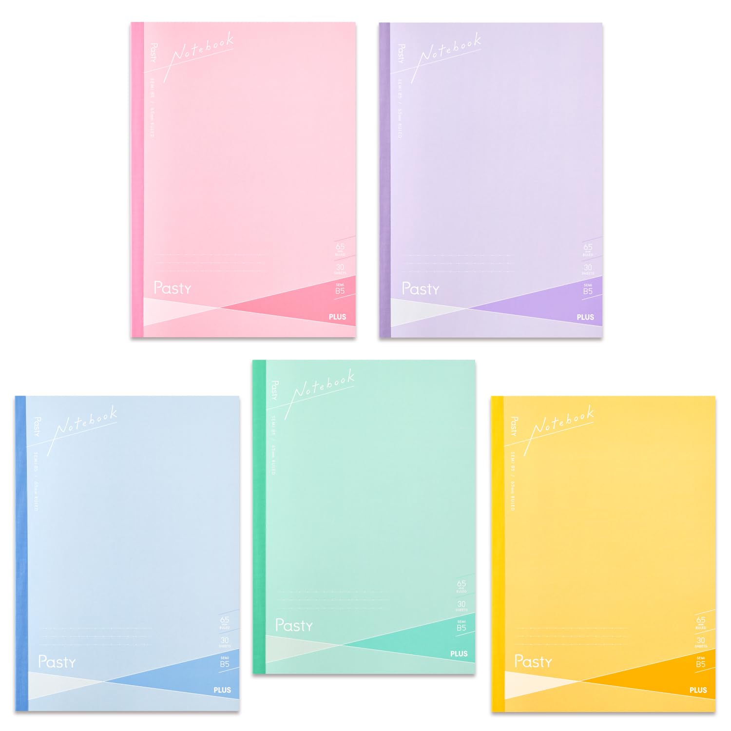 Amazon.co.jp: プラス ノート Pasty 無線綴じノート セミB5 5色セット