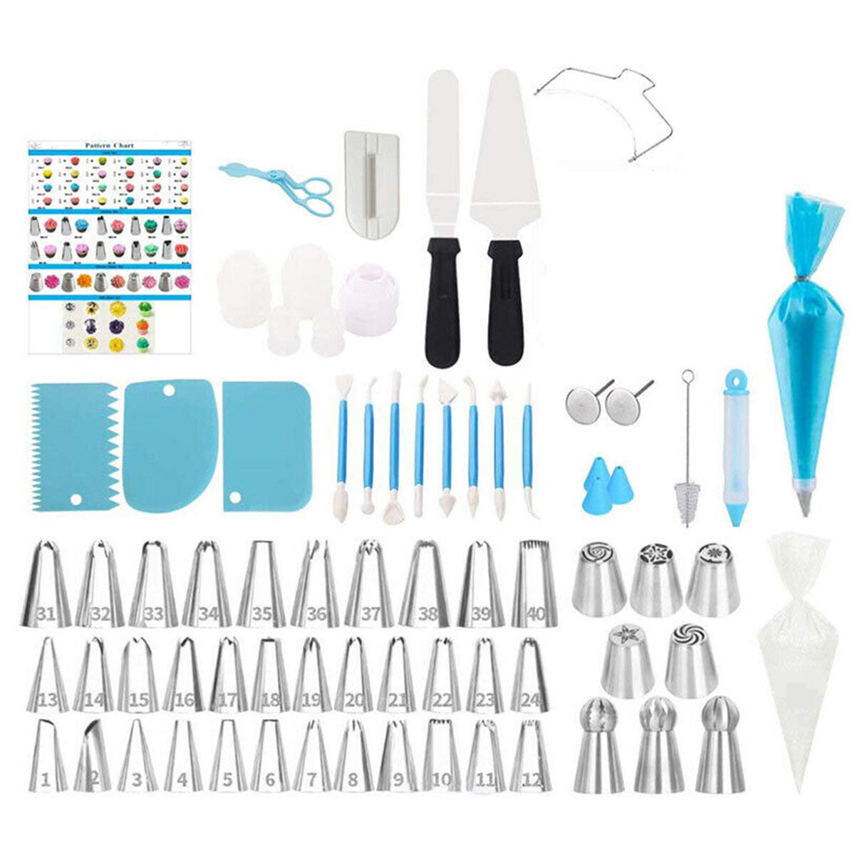 170pcs DIY herramientas para hornear pastel soporte giratorio estante pastelero boquillas