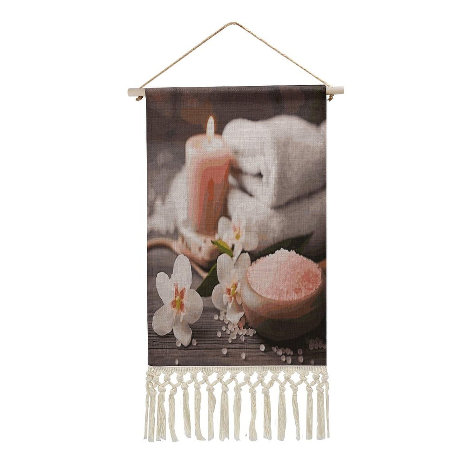 Adfgyerh Style Spa Theme Tapestry With Tassels Cotton And Linen Hanging Posters, Wall Art For Travel Gift, Wall Tapestry For Office Home Decor Bedroom Living Room Decor