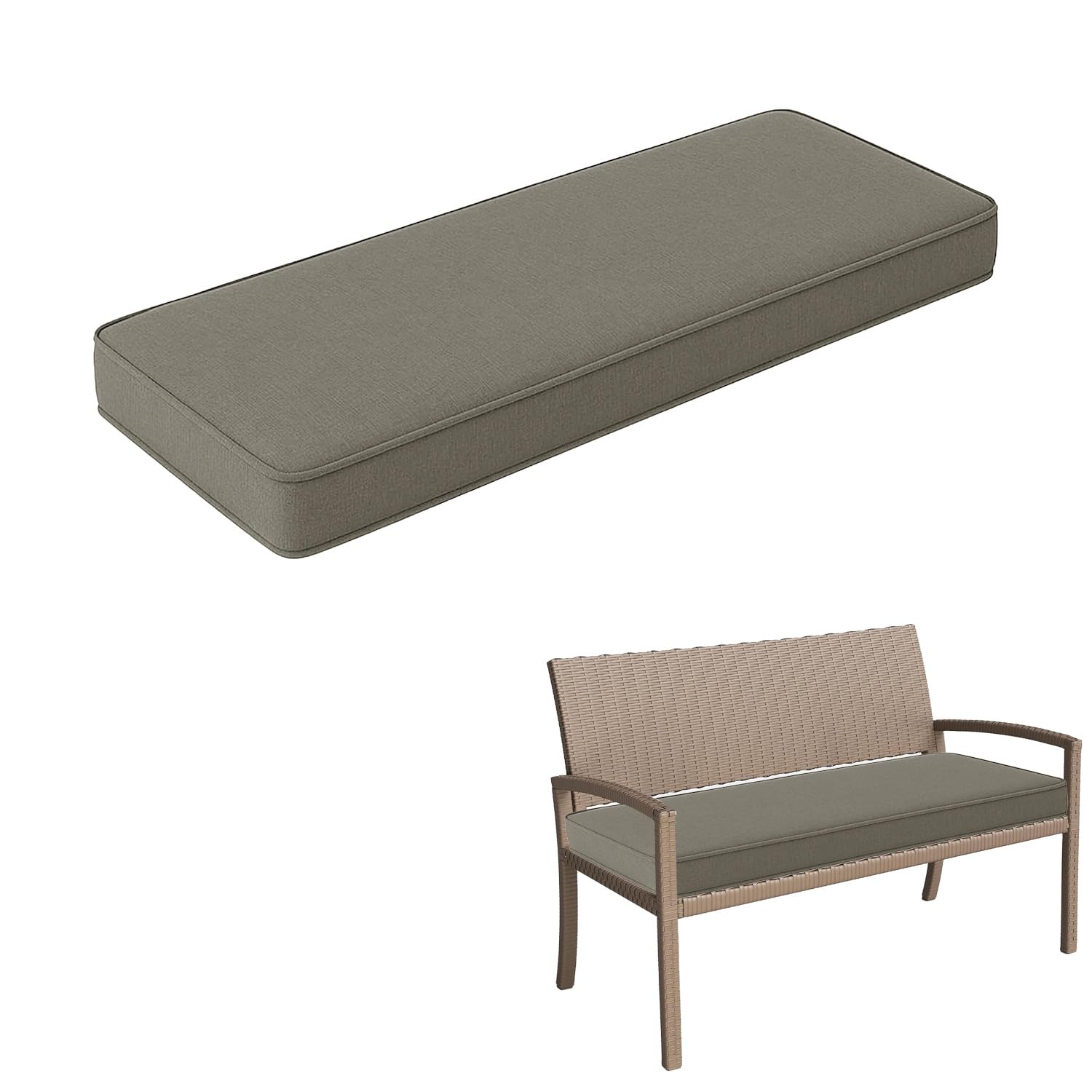 Cuscino antiscivolo per panca da giardino, 100 x 60 x 5 cm, lavabile, per dondolo o veranda, comodo accessorio per panchina da giardino, colore grigio scuro