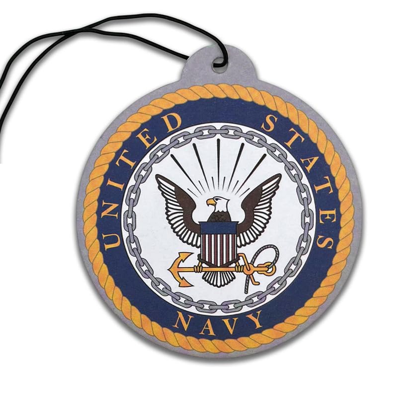 Image of Elektroplate US Navy Car Air Freshener Variety 6-Pack | Officially Licensed, Long-Lasting Arctic Patrol Scent, Vivid Naval Anchor & Crest Graphics, Versatile Hanging Design