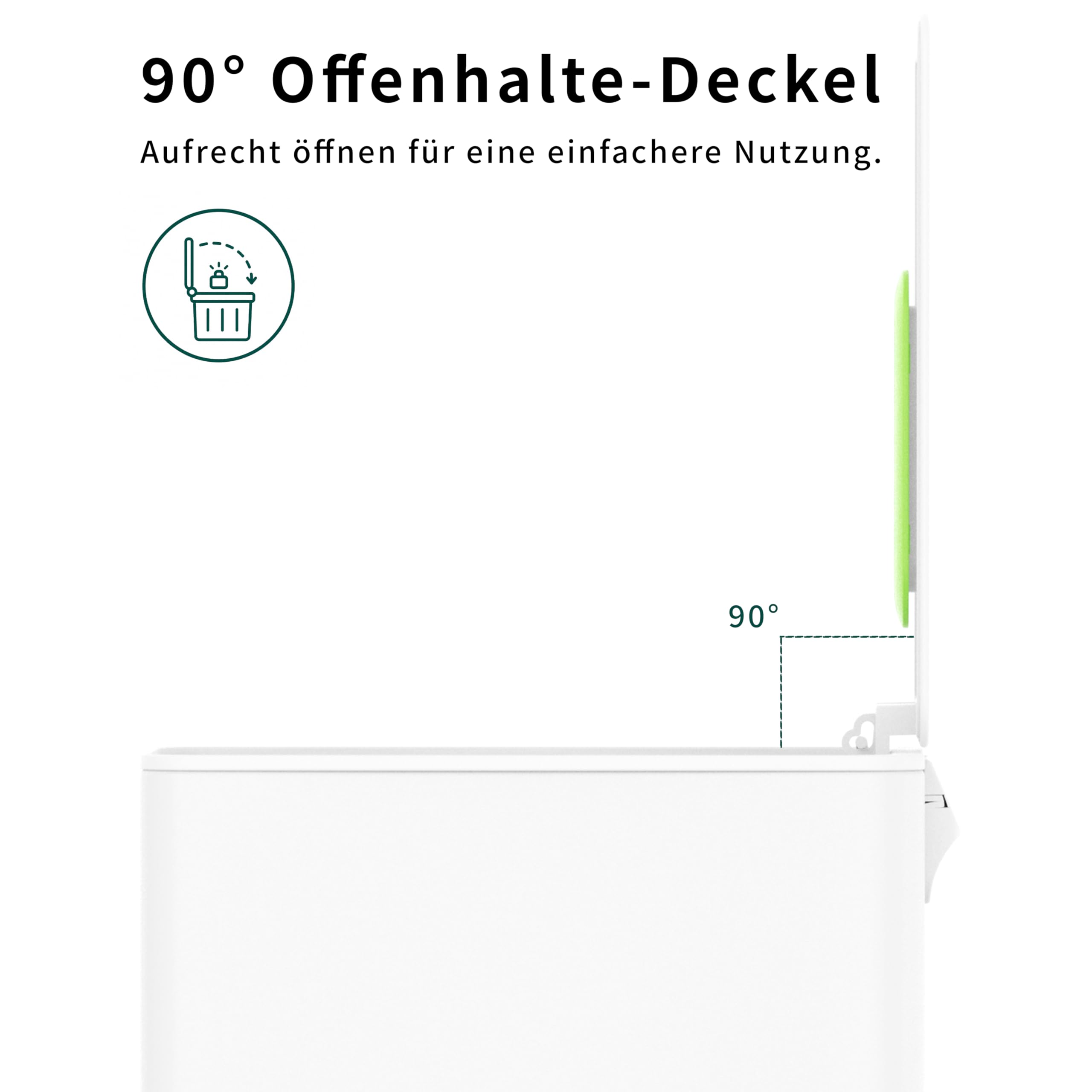 EverGrove 10 L Edelstahl-Treteimer, 14 cm breit, fürs Bad, Arctic White