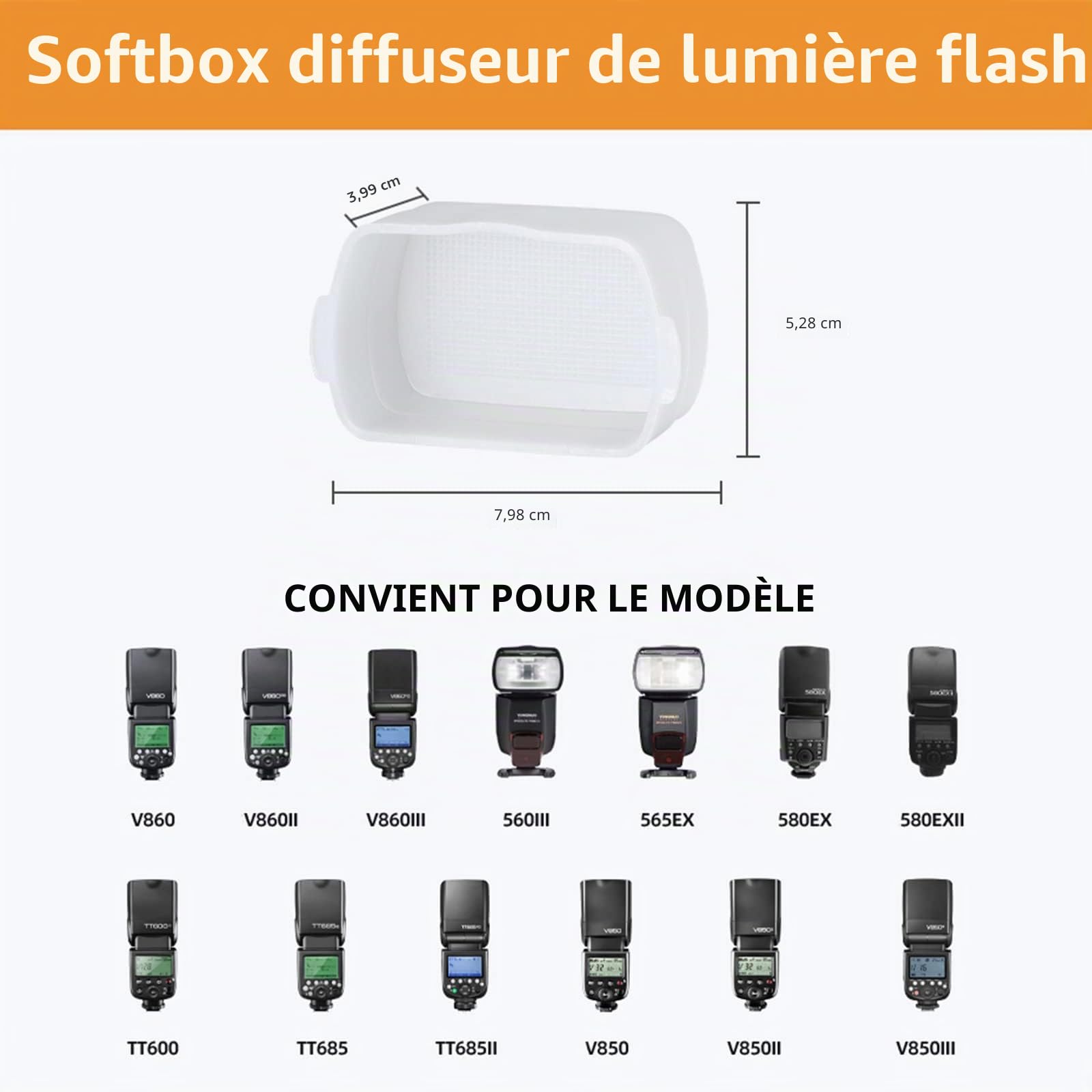 Bounce Diffuseur de Flash pour s'adapter pour Monter Directement à Sabot Flash Godox V860 Tt685 Tt600 (3-Pack Blanc Bounce diffuseurs)