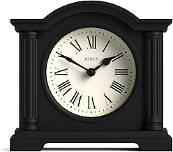 Jones Clocks® Kensington mantel clock | Classic arch top clock | Black | Stylish & contemporary | Ideal for desk, mantelpiece, bookshelf or bedside