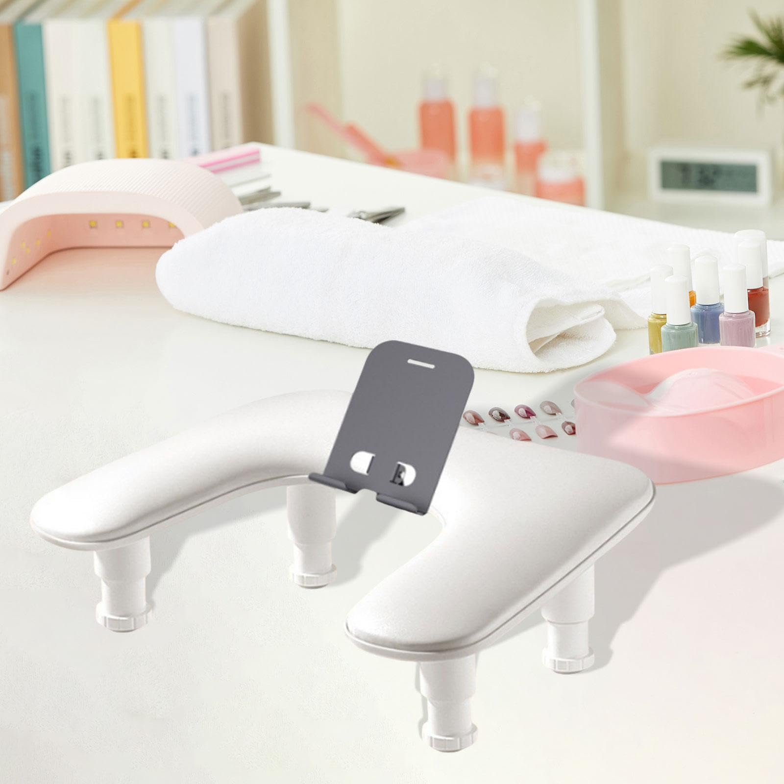 predolo Poggiabraccia per Unghie a Forma di U, Cuscino Ergonomico Portatile in Pelle PU per Manicure, per Uso Domestico Fai Da Te in Salone