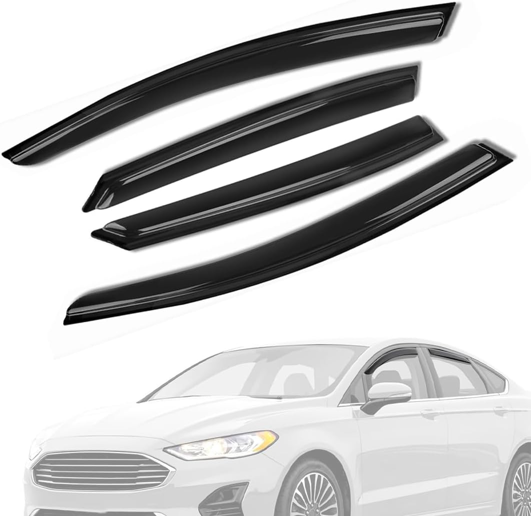 Window Visors Rain Guards FIT 2013-2020 Ford Fusion Sedan, Out-Channel Window Vent Wind Deflectors Shades, Tape-On Visor Set 4Pcs