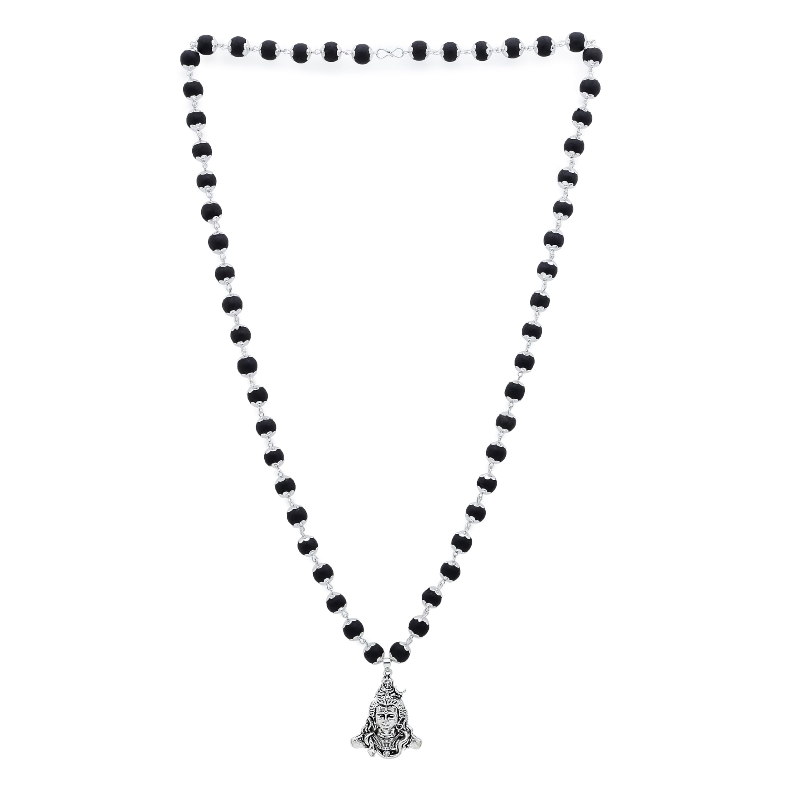 Divine Hindu Shiv Pendant Karungali Malai, Lab Tested Ebony Beads, Silver-Tone Necklace | Pooja, Meditation, Spiritual Wellness | for Men & Women | (8MM - 54 Beads)-image-48