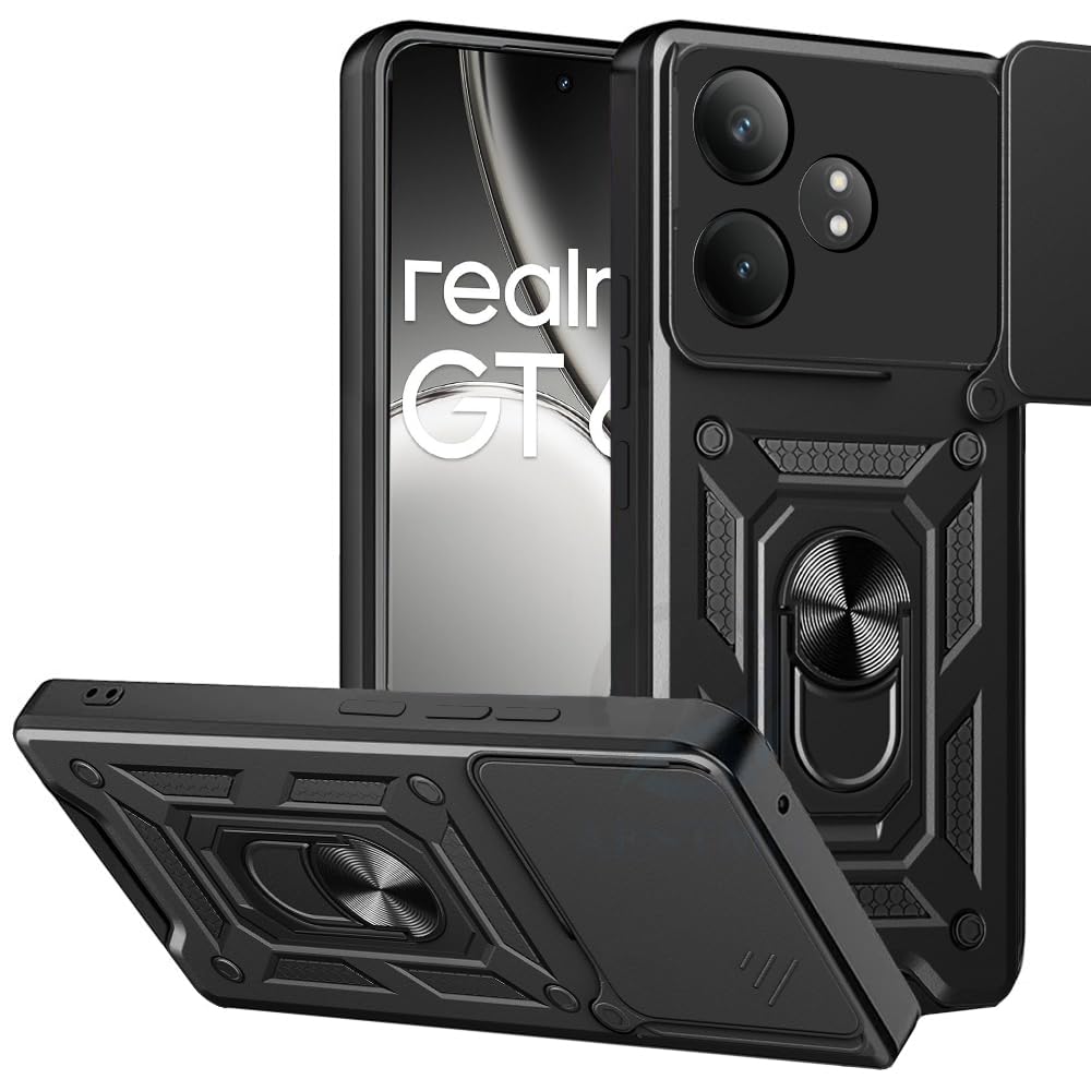 AESTMO Polycarbonate Tough Armor Realme Gt 6T 5G Bumper Back Case Cover|Ring Holder & Sliding Camera Shield Cover|360 Degree Protection Back Case Cover For Realme Gt 6T 5G (Blue) (B0D9HBKW3W) Amazon Price History, Amazon Price Tracker