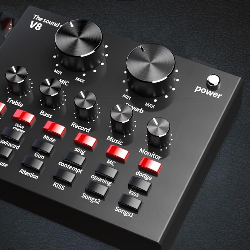 V8 V8S USB-Audio-Mixer für Telefon und Computer, professionelles Mischen und Soundkarte für Live-Übertragungen (V8-BM800 Kit)