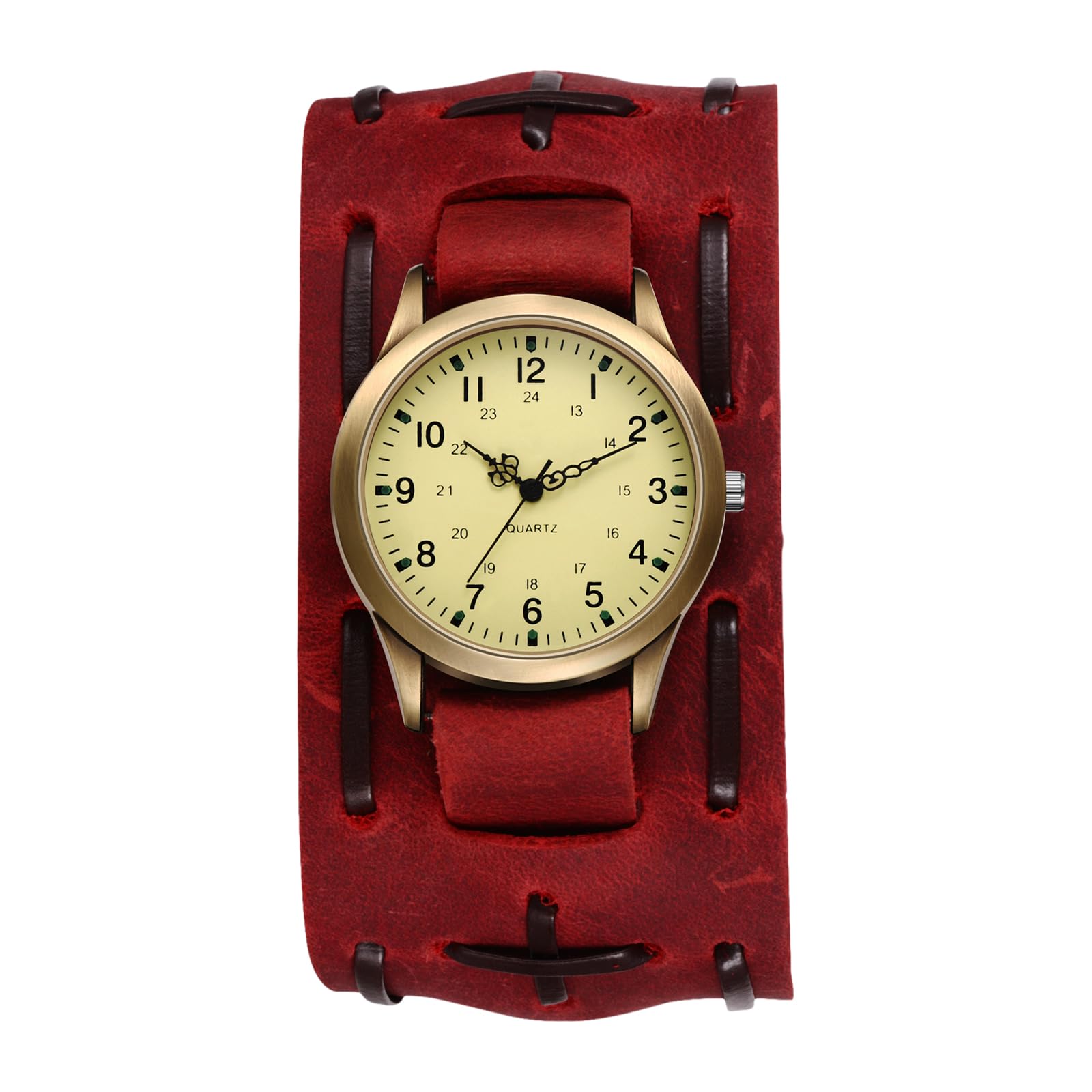 OIDEA Unisex Armbanduhr Steampunk aus Leder: Punk Rock Echtleder Armband Quarzwerk mit 24h Arabischer Ziffernblatt Retro Geschenk für Herren Damen Männer Frauen Freunde Halloween Geburtstag