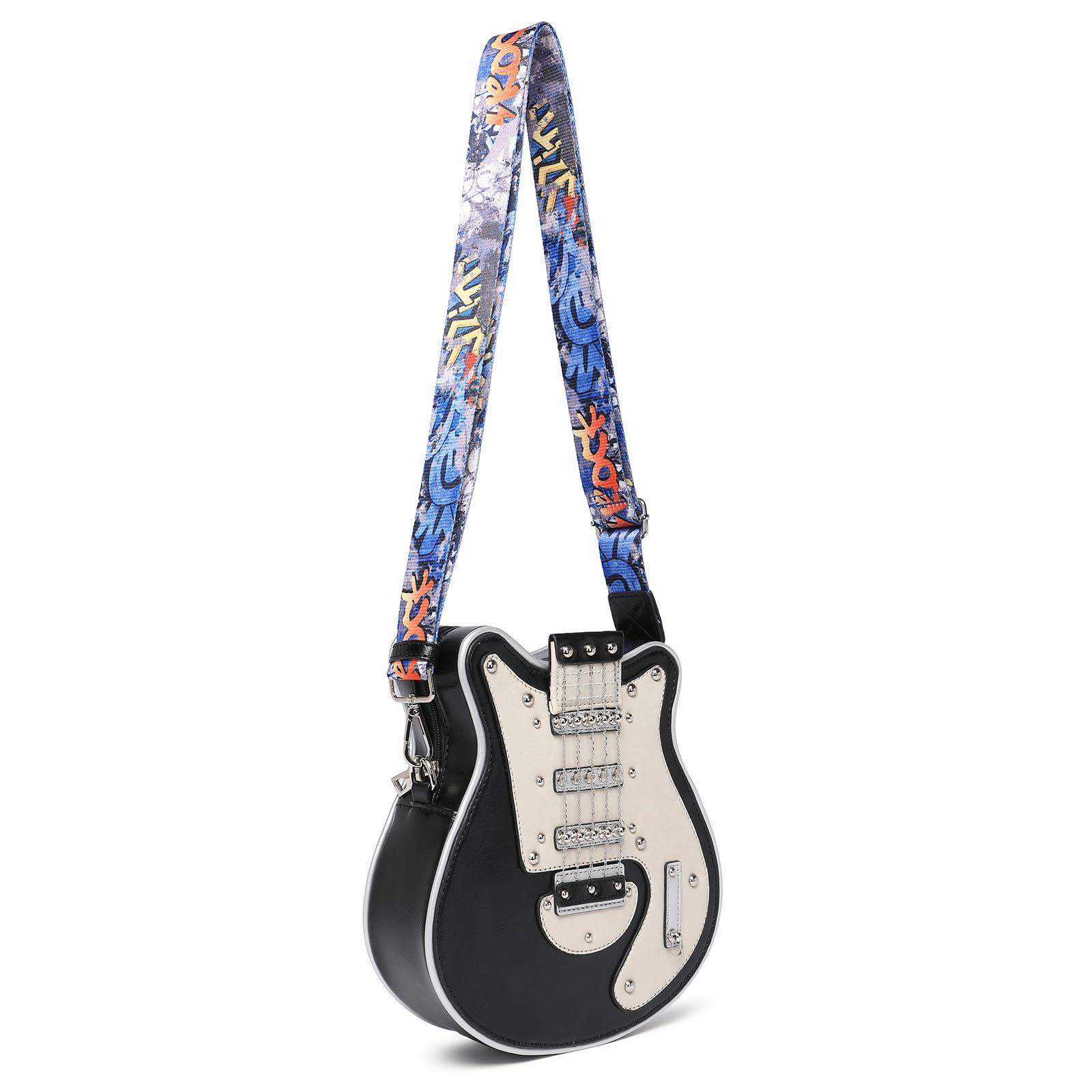 Elegante borsa a tracolla in pelle PU a forma chitarra Borse a tracolla casual Borsa a tracolla per amanti della musica e viaggiatori Accessorio per amanti della musica