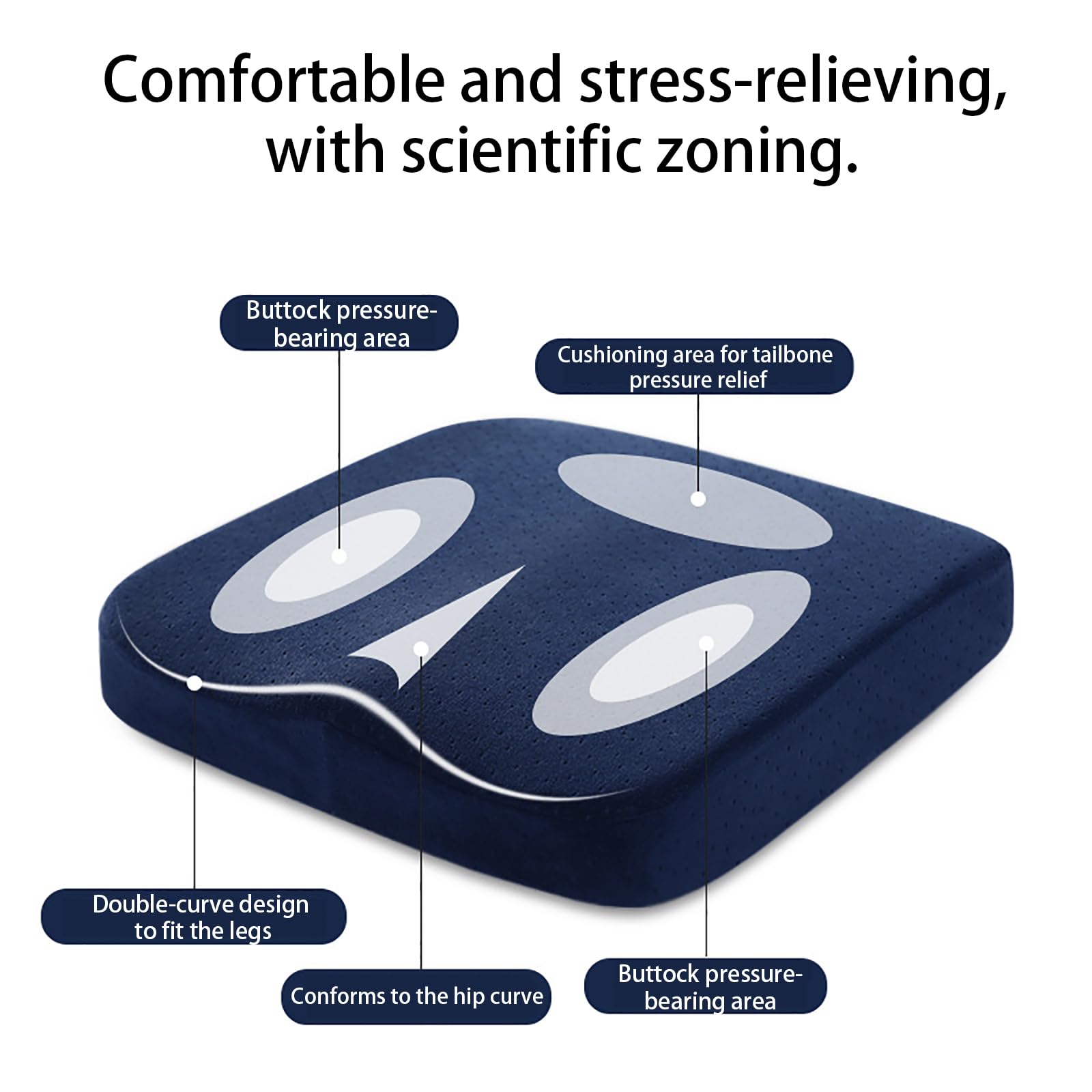 Cuscino in memory foam per coccige e sciatica, per alleviare il dolore, ergonomico, per sedie da ufficio, auto, sedie a rotelle, comodo e di supporto, marrone, 40 x 40 x 5,5 cm