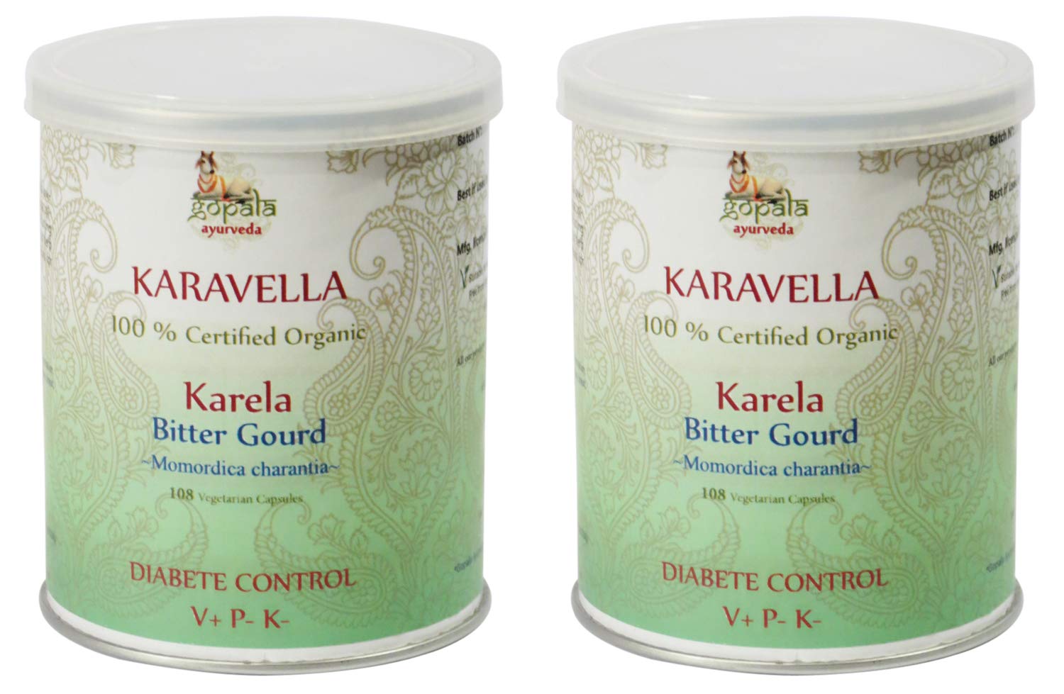 KARELA (KARAVELLA) Capsules (USDA Certified Organic) Ayurvedic Herb Momordica charantia - 108 Vcaps of 500mg Each (Pack of 2)