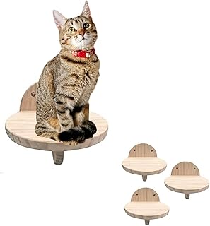 3pcsキャットタワー 壁掛け キャットステップ パイン無垢材猫遊び道具取り付け簡単,眠觉、抓挠和锻炼、キャットウォーククライミングシェルフDIY壁付け式猫用とまり木