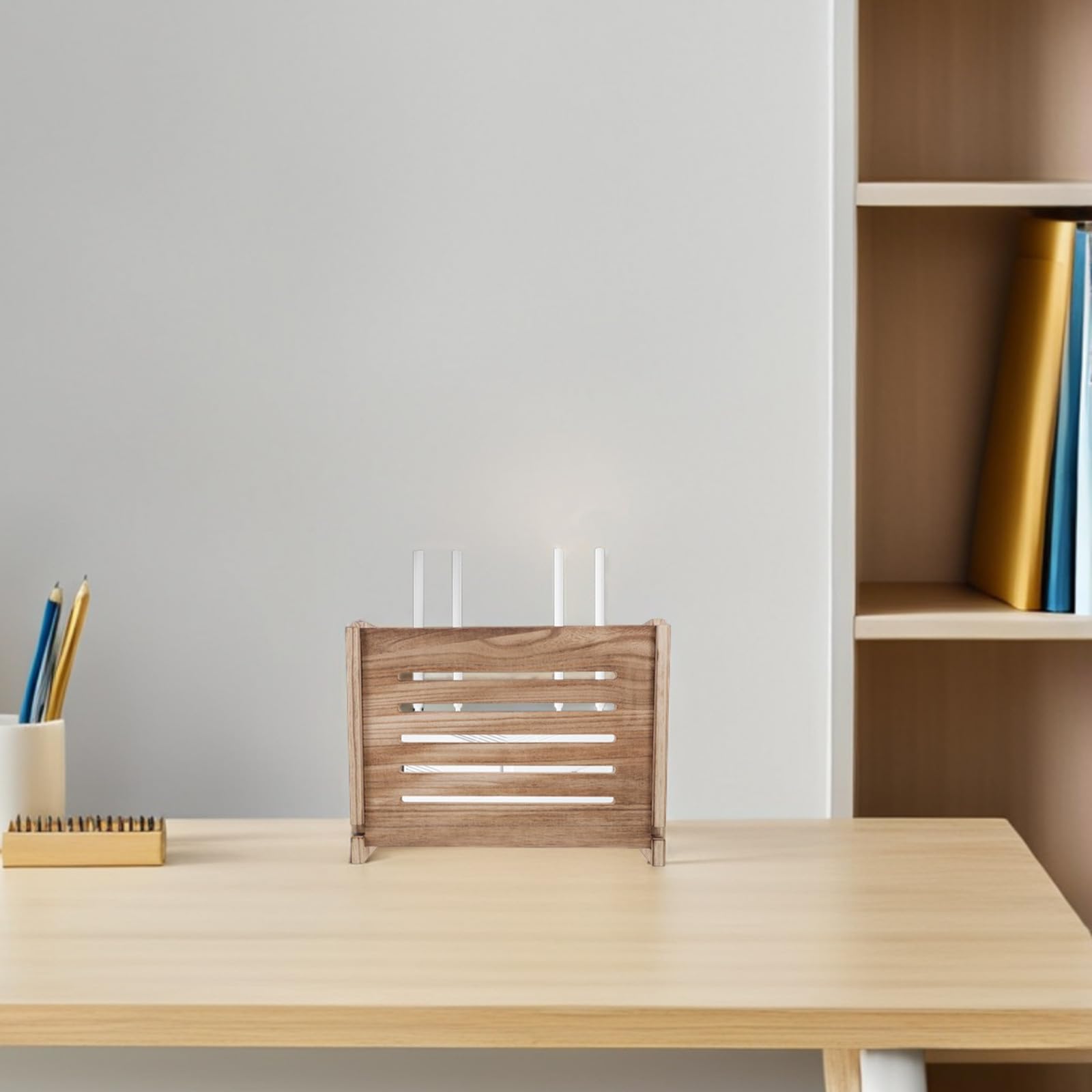 SOLUSTRE WLAN Router Aufbewahrungsbox zur Wandmontage mit Kabelorganisator für Modem und Router Platzsparende Lagerung im Wohnzimmer oder Büro Stilvolles Design