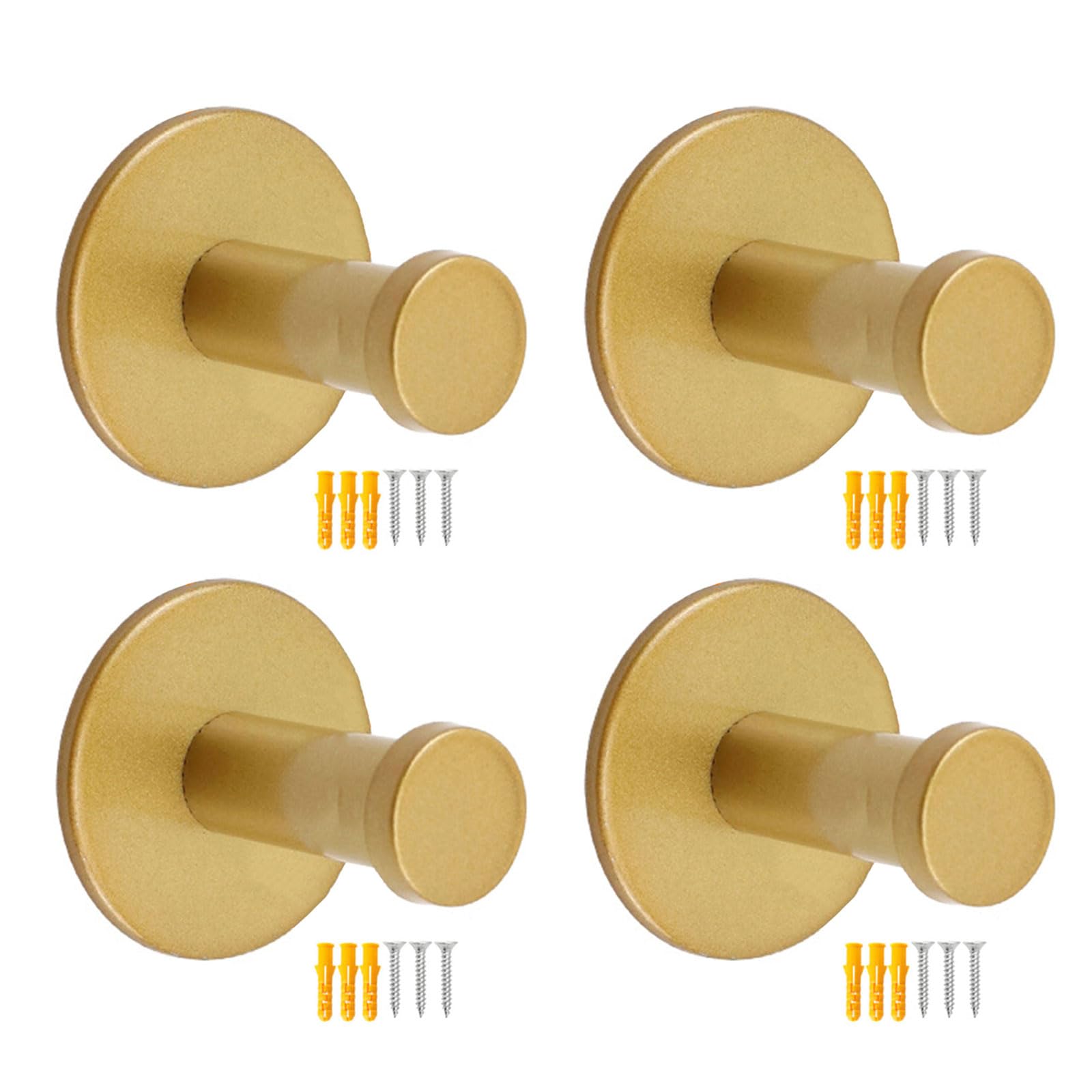Msioytog Sand Gold With Expan 4Pcs Stainless Steels Wall Hook Towel Hanger Wall Mounted Coat Hook Home Storage Single For Coat Hat Clothing Towel Hanger For Hat Clothing Metal Hardware