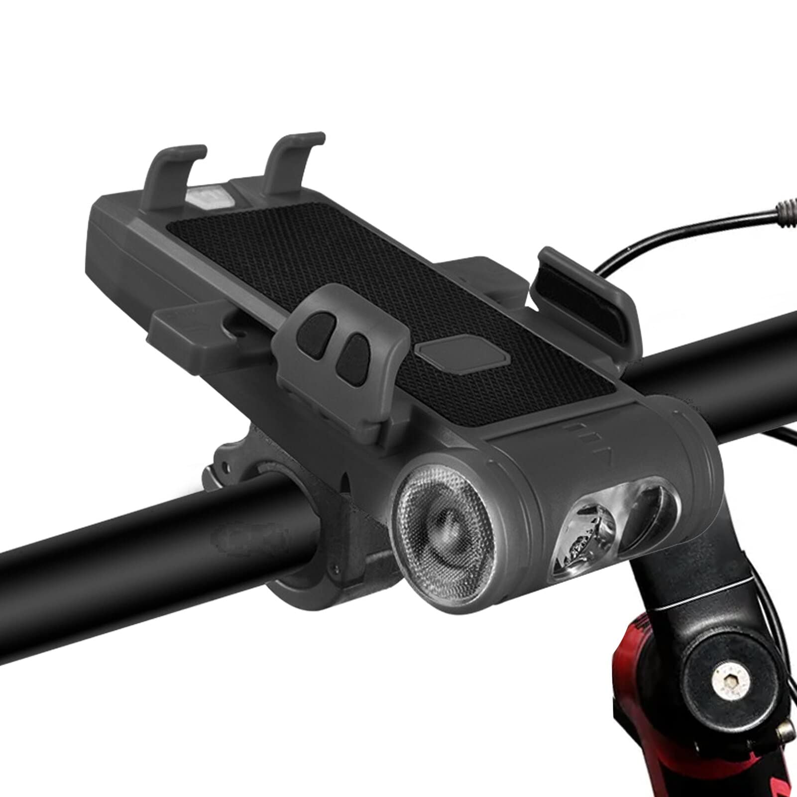 UDee 5 in 1 Bicycle Lights 2000mAh Front Headlight with Bicycle Phone Mount USB Rechargeable Waterproof Bright Bicycle Lights with Power Bank, Horn, Fog Light