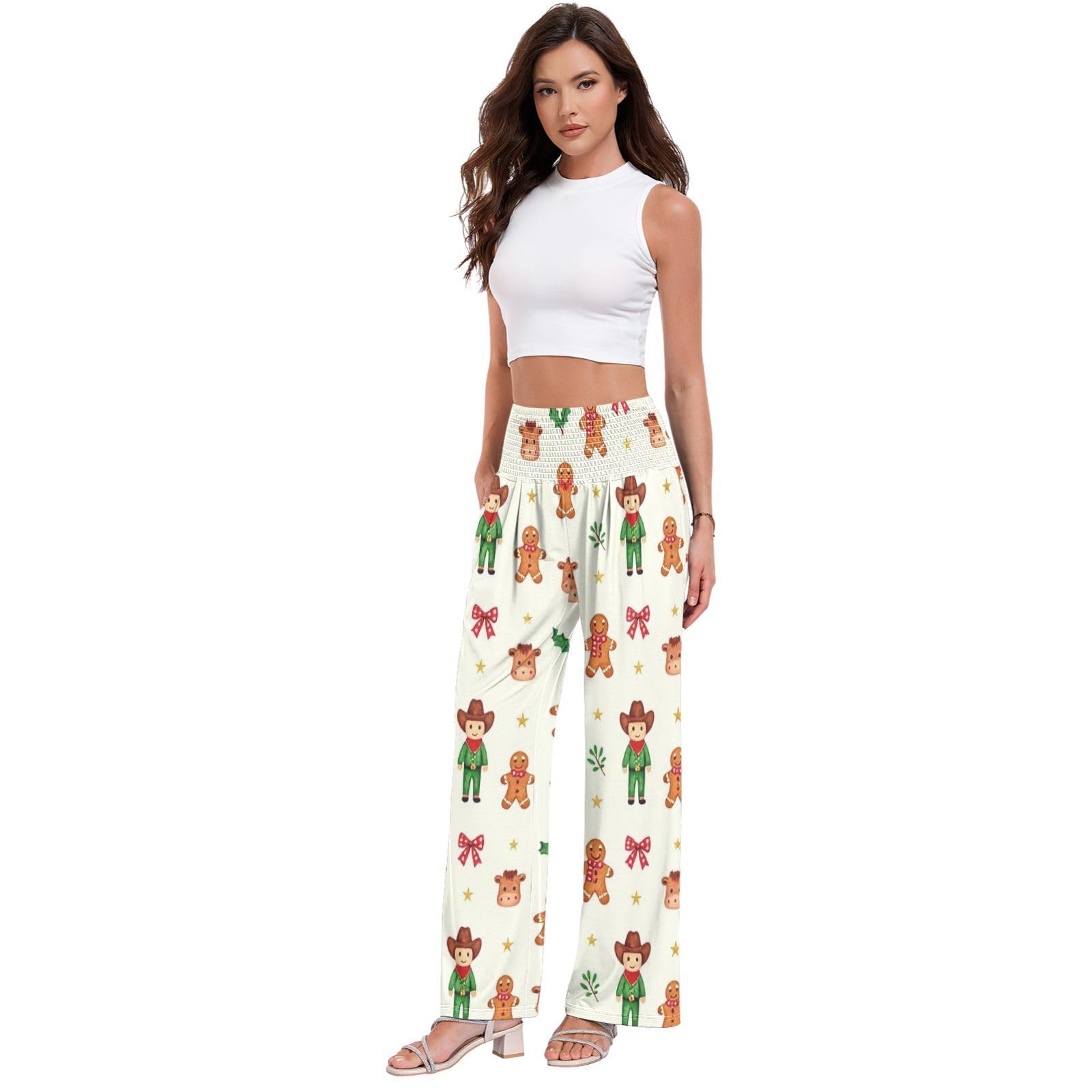 Gingerbread Cowboys - Pantalones largos casuales para mujer, resistentes a las arrugas, casuales