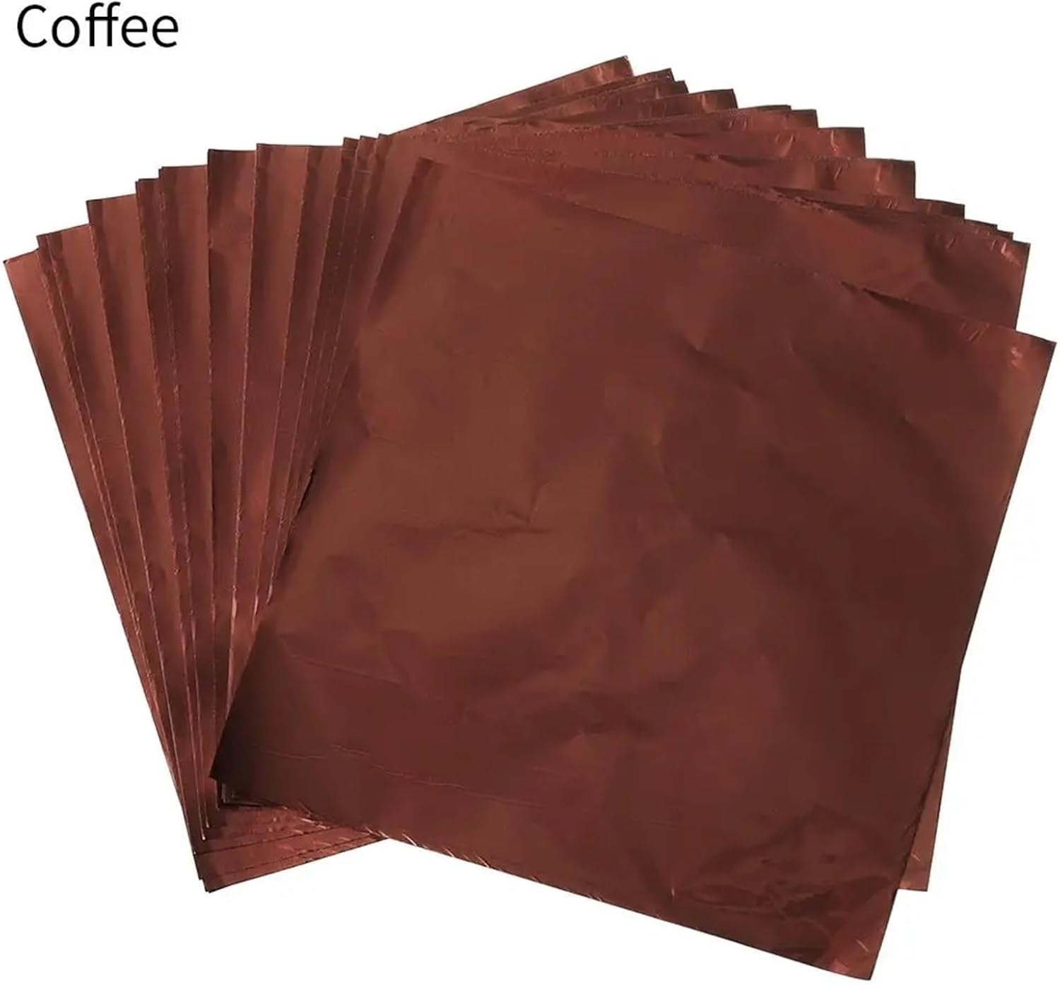 300PCS Aluminum Foil Tin Wrapping Paper Metal Embossing Candy Chocolate Wedding Party Supplies(Coffee)