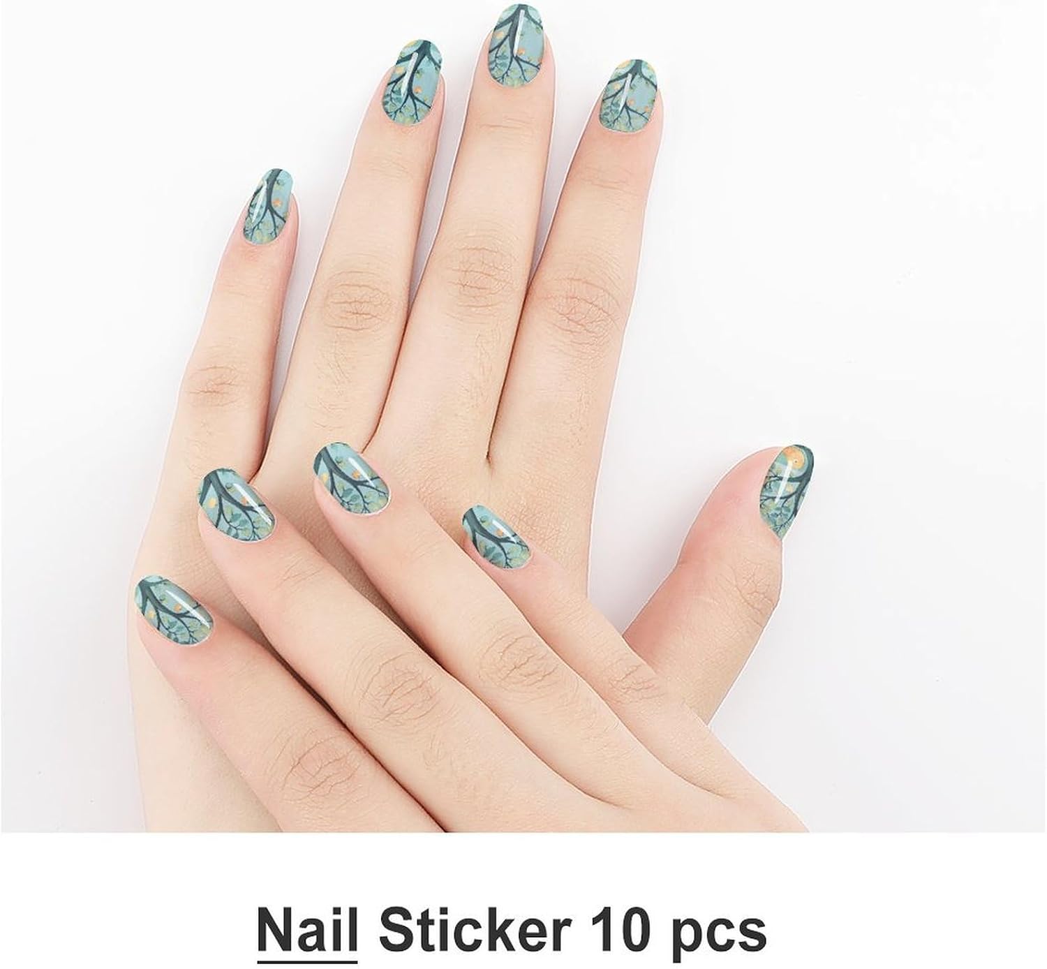 100 Pieces Full Nail Wraps Self-Adhesive Gel Nail Stickers for Women | Bird Under Tree Nail Strips, UV Free, Chip Resistant, Waterproof Full Cover, Long Lasting Nail Decals