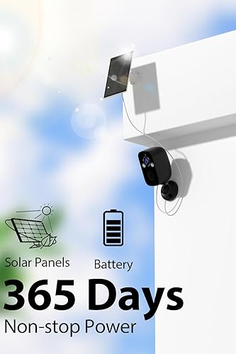 Miniatura 2 de Cámara de seguridad inalámbrica alimentada por batería para exteriores con panel solar, resolución QHD 2K, visión nocturna a color, ángulo de visión