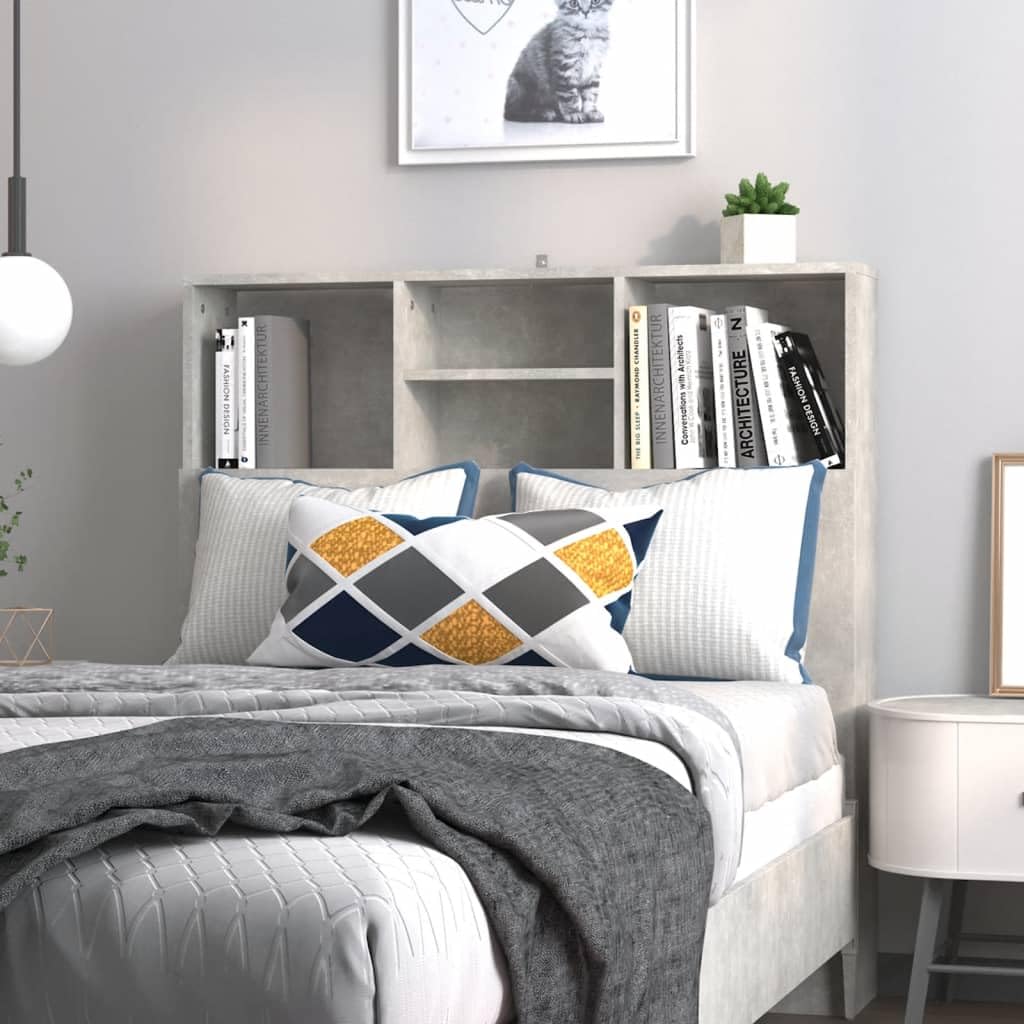 vidaXL Testiera con Contenitore Grigio Cemento 100x19x103,5 cm