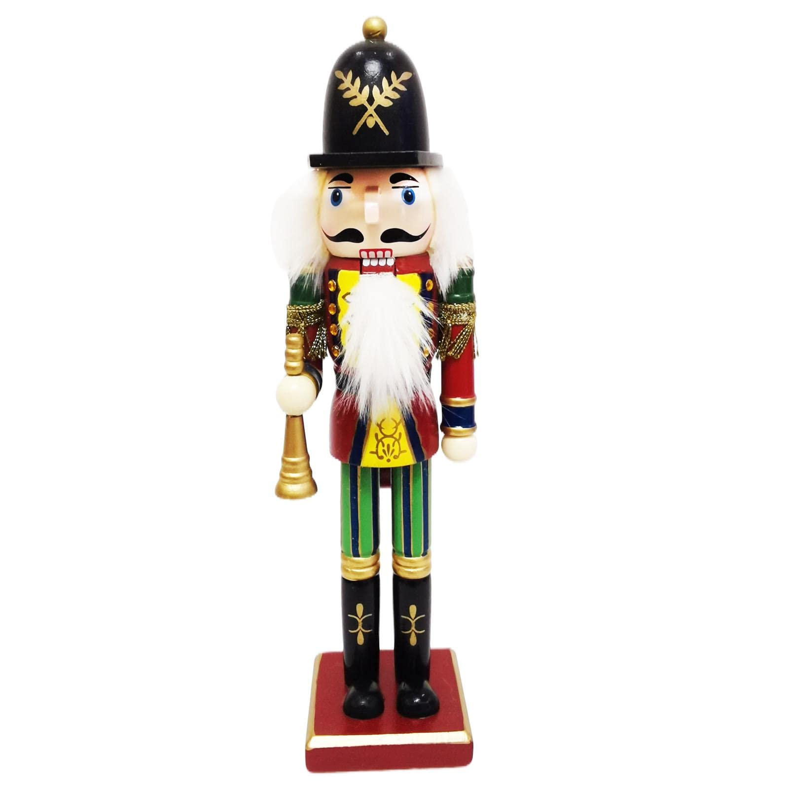 Pleayietoopiatiey 30 cm Height Wooden Nutcracker Soldier Ornaments Christmas Doll Collectibles Trumpet