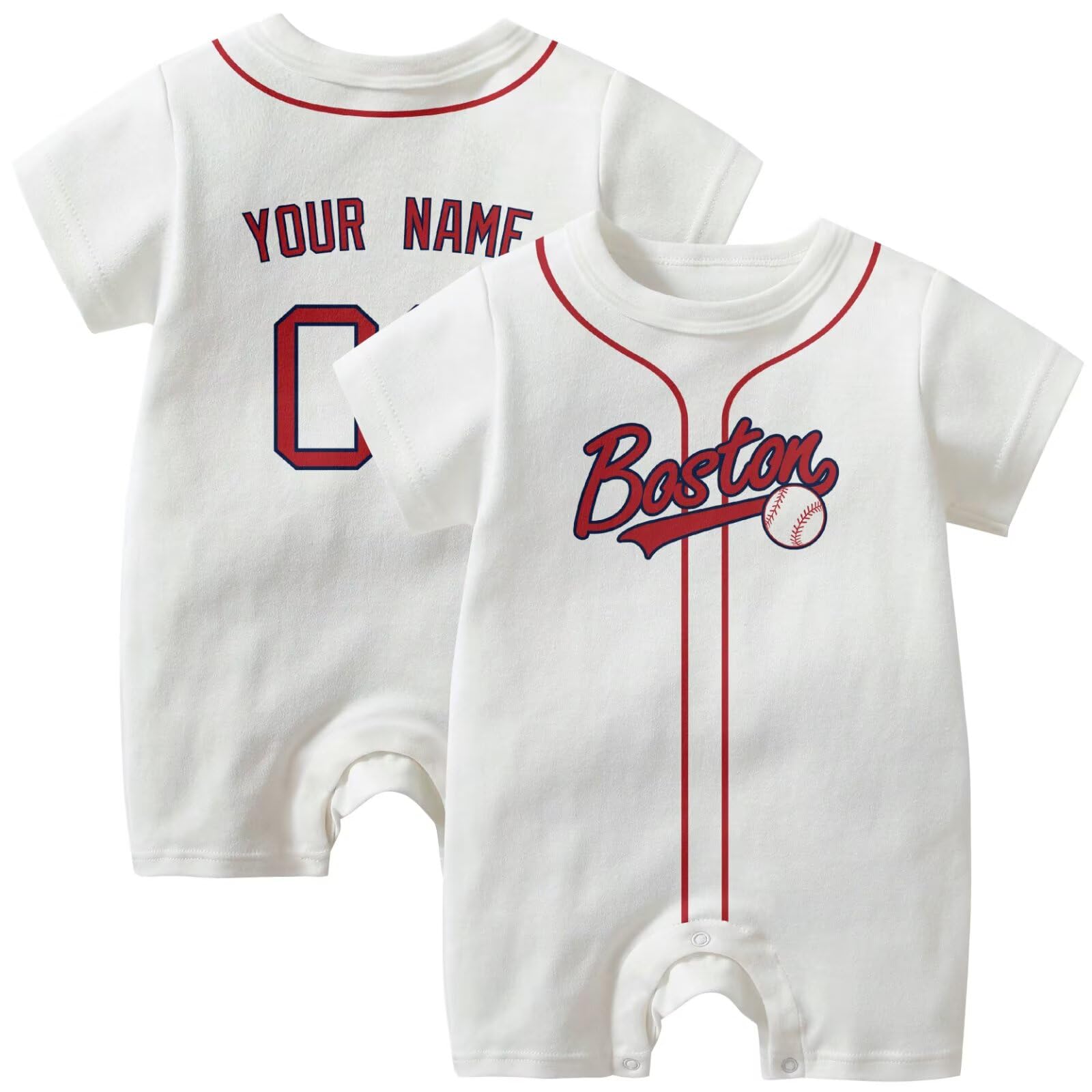 KREDE Baby Clothes Unisex White Bodysuit Rompers Custom Name Number for Baby Boys