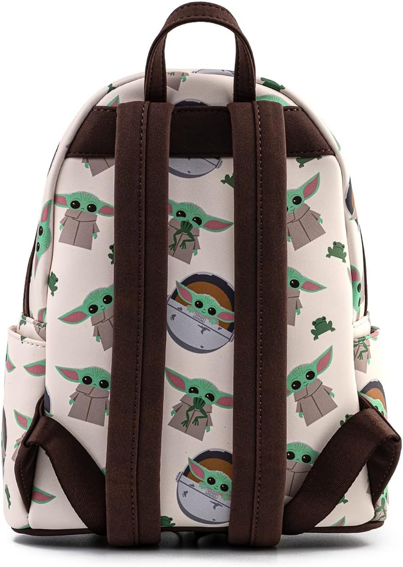 Loungefly Star Wars The Mandalorian Baby Yoda Grogu AOP Womens Double Strap Shoulder Bag Purse - Image 2