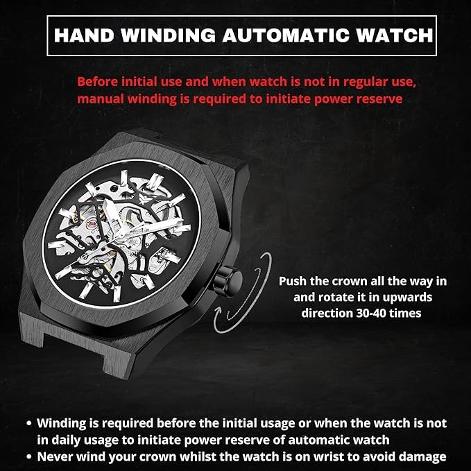 Image of ALTURA Onyx Skeleton Automatic Men's Watch - Octagonal Case, Self-Winding Mechanical Movement, Silicone Strap