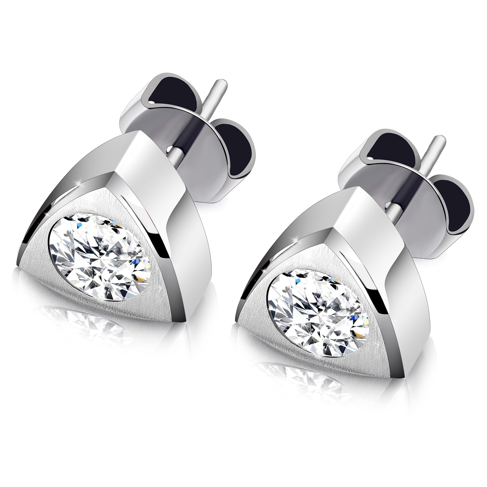 JEROOT 0.3ct Moissanit-Ohrsteckern in Dreiecke, Funkelnden Diamant-Ohrringe mit Brillantschliff und Moissanit, optional inkl. Geschenkbox