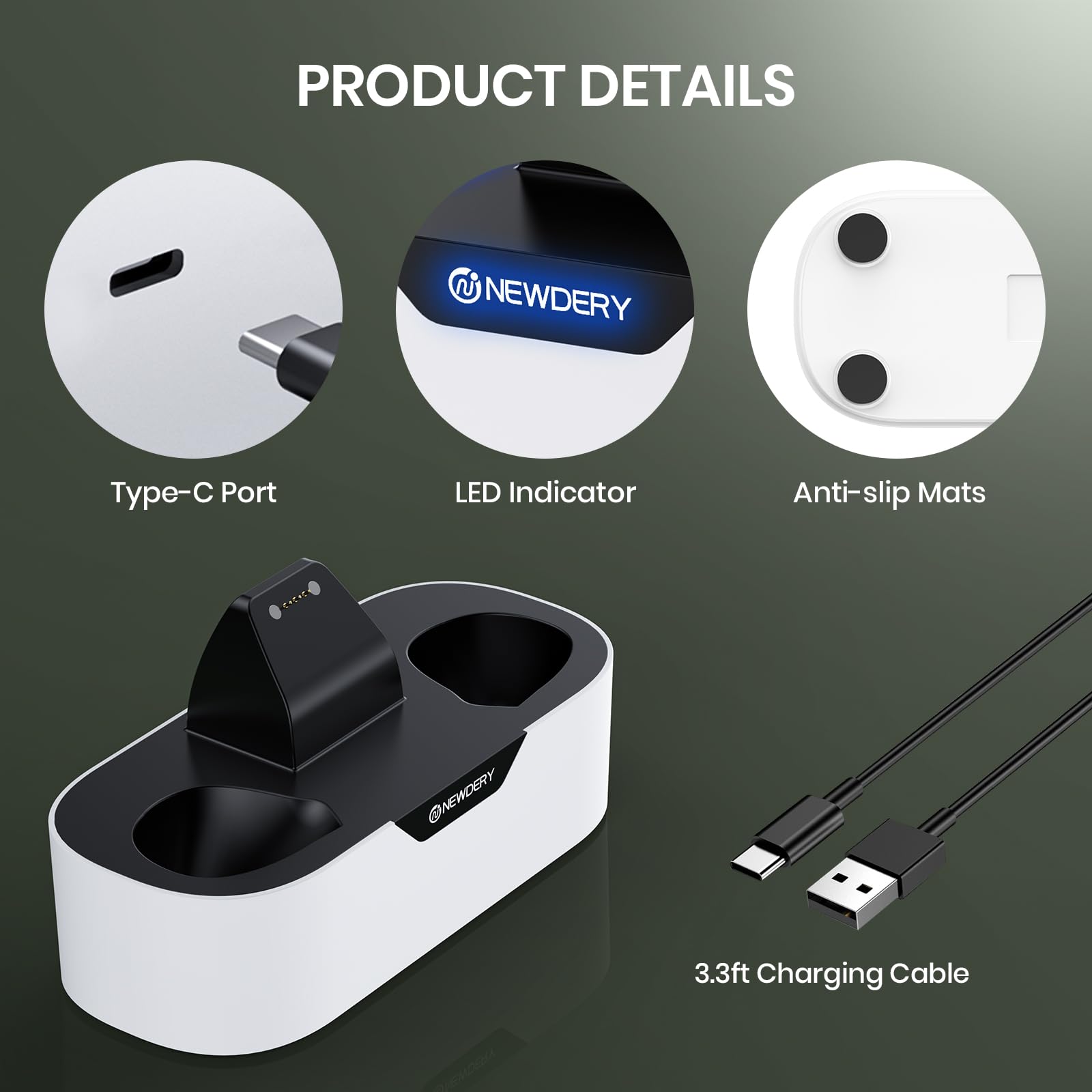 NEWDERY Solo Charger Station per controller wireless Xbox, dock di ricarica rapida, supporto di ricarica singolo per controller Xbox One/serie X|S
