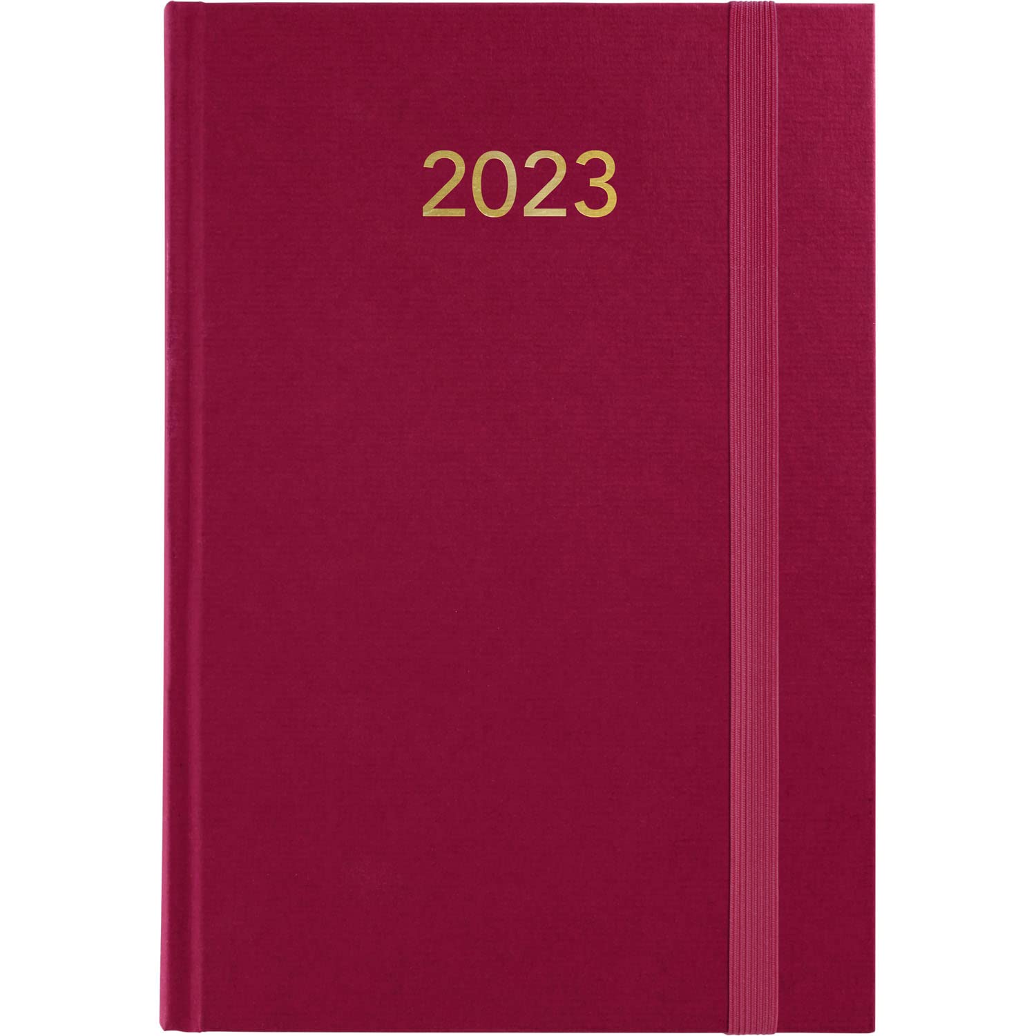 Grafoplás 70304357. Agenda Day Page 2023, Annual Bordeaux, Vinyl Padded Covers, with Rubber Closure and Reading Point