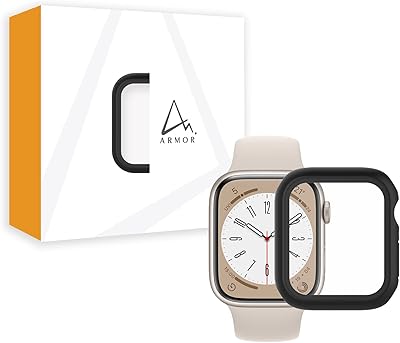 ARMOR 9H Tempered Glass Protective Case for Apple Watch Series 8, 41mm, 9H with HD (Mysteric Black)
