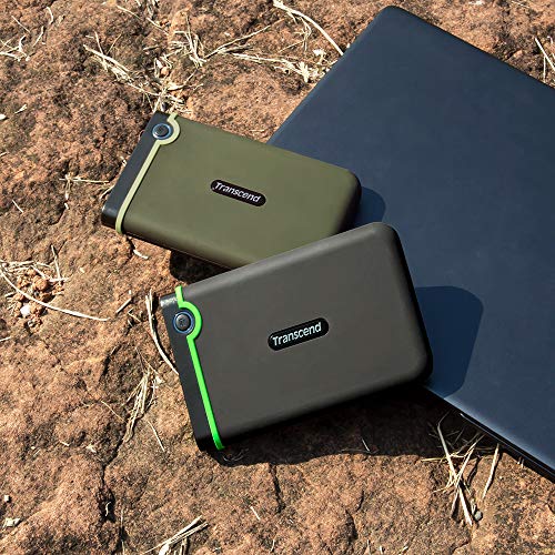 Image of Transcend StoreJet 1TB Portable Hard Disk Drive with Password Protection, Compatible with Windows and Mac, External HDD-Military Green (TS1TSJ25M3G)
