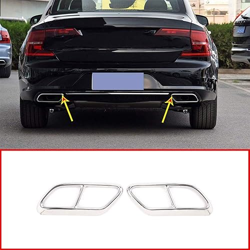YIWANG silenciador de escape de acero inoxidable punta de cola tubo ajuste tapa marco para Volvo S90 2017-2018 accesorios de coche