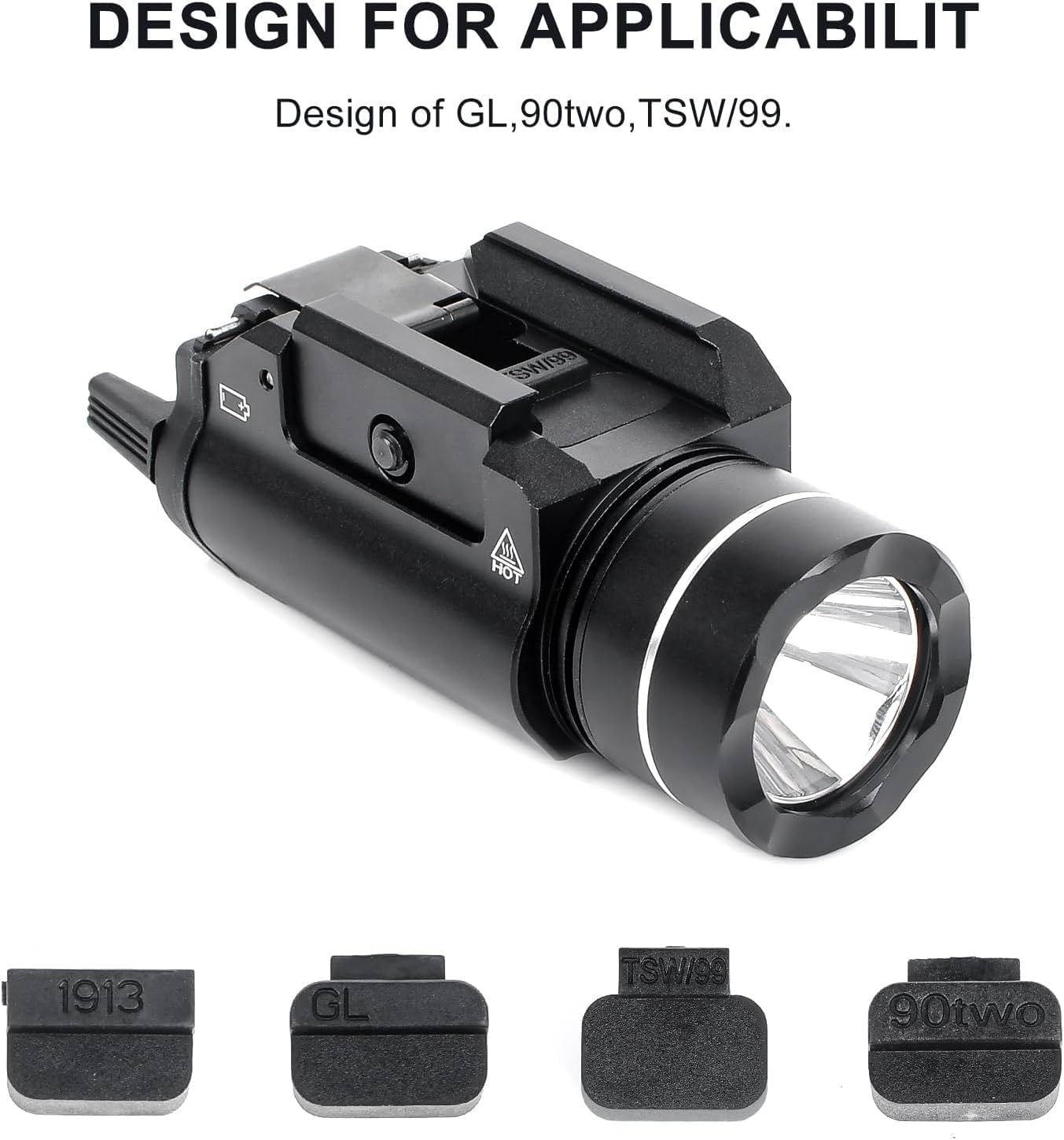 700 Lumens Pistol Light, with Strobe Constant Momentary 3 Modes, Compact Rail Mounted Light Tactical Flashlight for 20mm Picatinny Rail, MIL-STD-1913, GL Rails