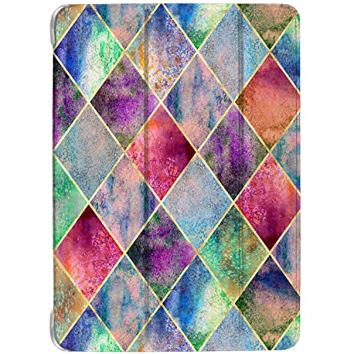 Image of DuraSafe Cases for iPad 8.3 Inch Mini 6th Gen [ Mini 6 2021 ] A2567 A2568 A2569 MK7M3HN /A MLWL3HN /A MK7R3HN /A MK7P3HN /A MLWR3HN /A MK7X3HN /A MK7V3HN /A MK893HN /A Printed Flip Cover- Diamond Grid