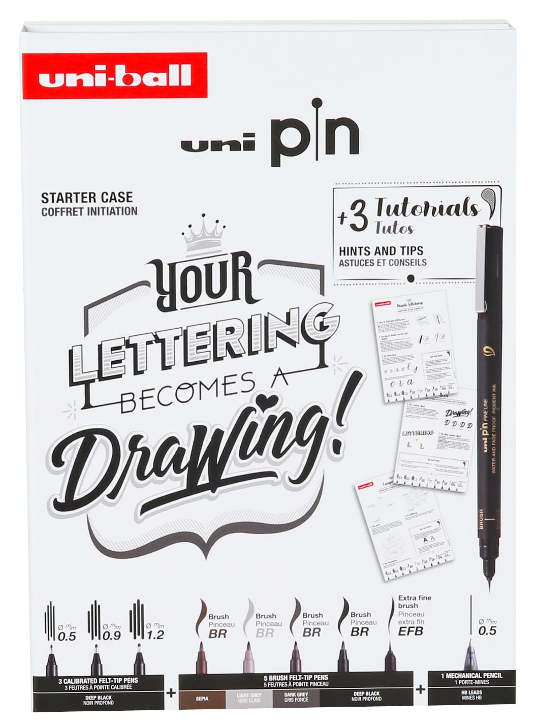 Uni-​ball Estuche PIN de 8 piezas de marcadores calibrados 0,​2 a 1,​0mm Set Lettering Starter Kit - NO2
