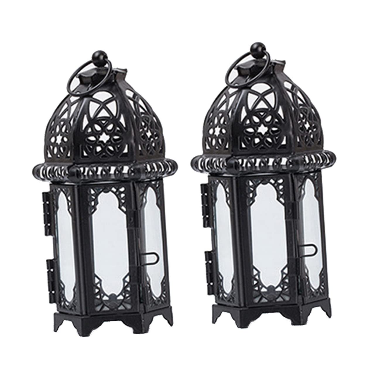 STOBAZA 2pcs Iron Candle Holder Lantern Iron Candle Lantern Storm Lantern Candle