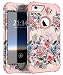 iPhone 6s Case, iPhone 6 Case, Hocase Shockproof Heavy Duty Hard Plastic+Silicone Rubber Bumper Full Body Protective Case w/Cute Floral Design for iPhone 6s/iPhone 6 - Peony Flowers/Rose Gold