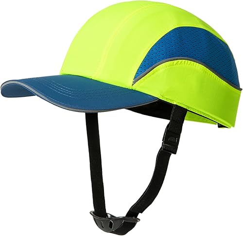 Gorra de béisbol de seguridad ligera para protección de la cabeza, gorra de protección de cabeza transpirable (M18112-verdeazul-largo)
