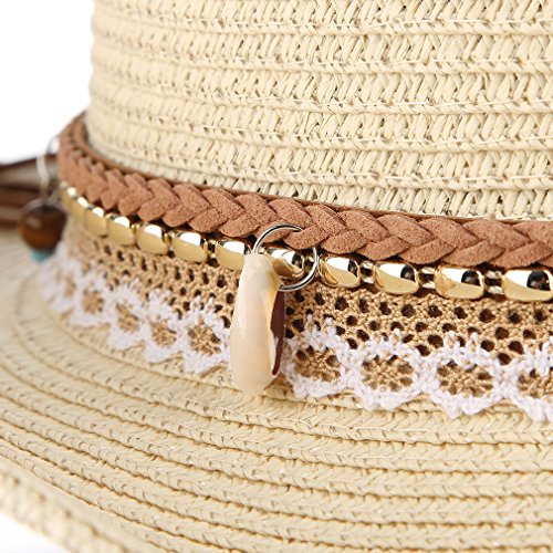 Straw Cowboy Hat For Women Men Girls Roll Up Wide Brim Western Cowgirl Summer Beach Sun Hats Beige #TOP4