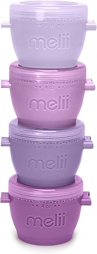 Miniatura 2 de melii Snap & Go Contenedores de almacenamiento de alimentos para bebés con tapas, recipientes para aperitivos, aptos para congelador, 4 onzas,