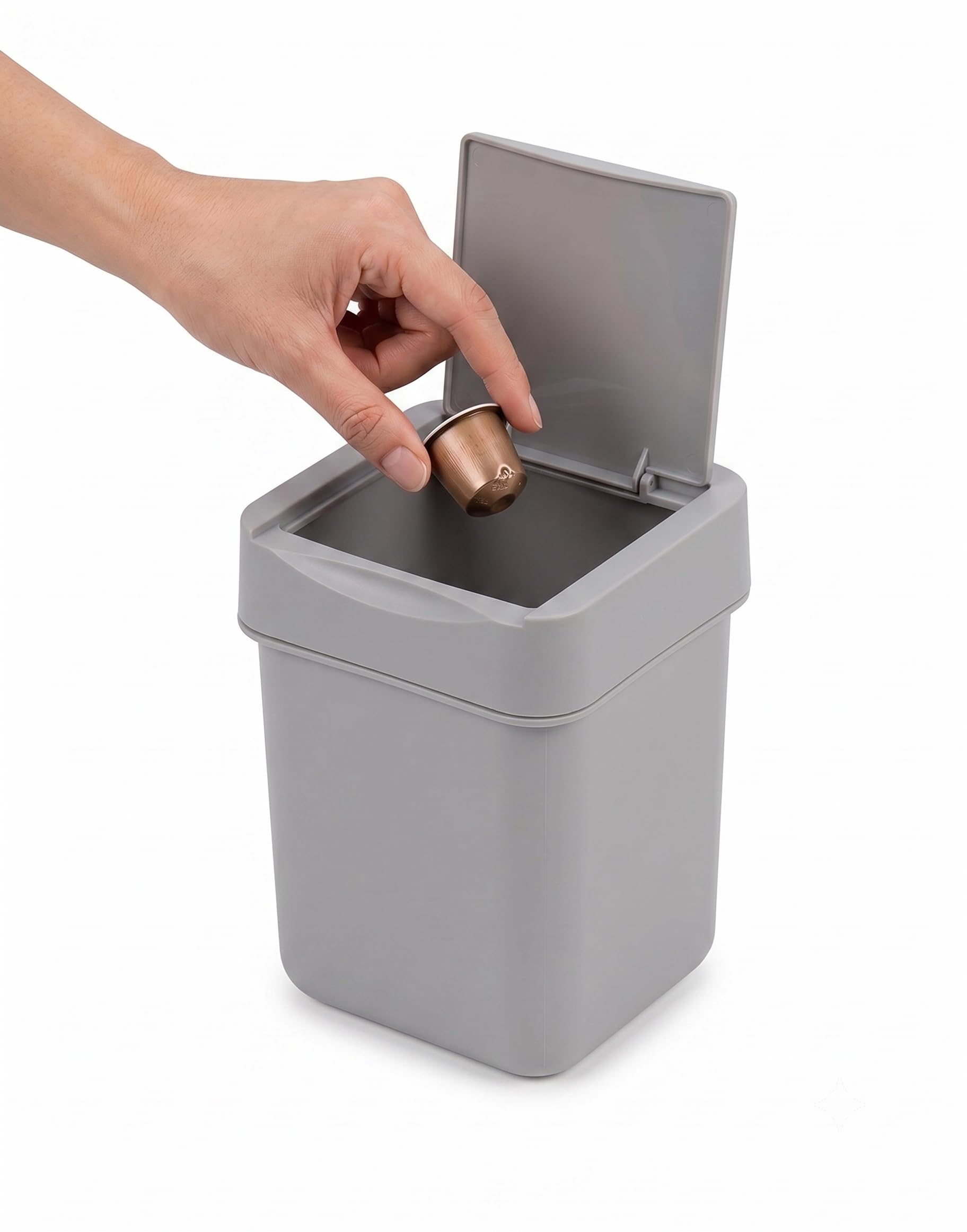 carrotez Mini Trash Can, Countertop Trash Can 2 Liter/ 0.5 Gallon, Mini Wastebasket, Garbage Container Bin for Coffee Area, Bathroom, Kitchen, Office, Tabletop- Grey