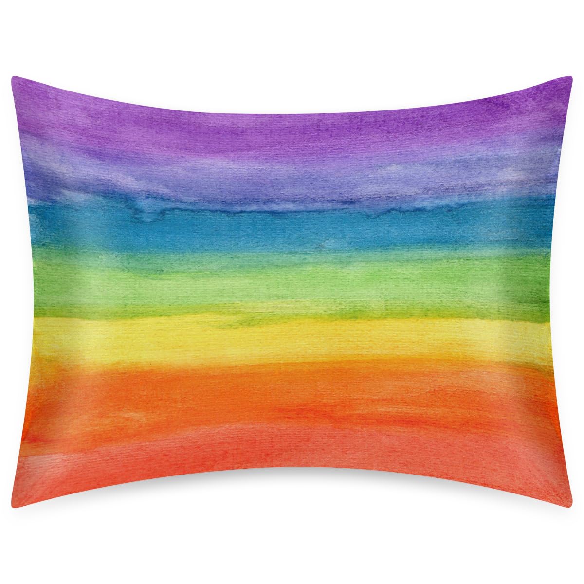 Rainbow Colors Satin Pillowcase for Silk Pillows for Hair and Skin Standard Size 20x30 Inches Pillow Cases Soft