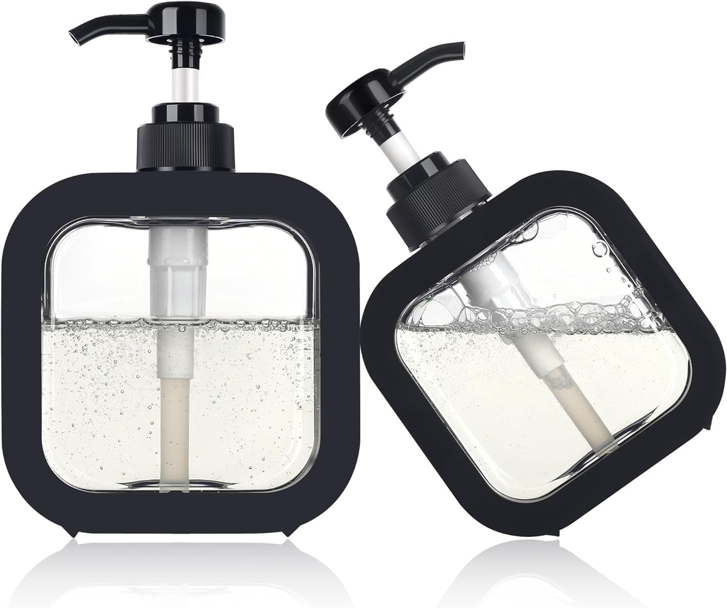 Square Foaming Soap Dispenser Bottle 300ml | Refillable Hand Wash, Shampoo & Body Wash Container | Bathroom & Kitchen Sink Liquid Dispenser | Black Pump Bottle (1 Pc) (Square Bottle Dispenser Black)-image-24