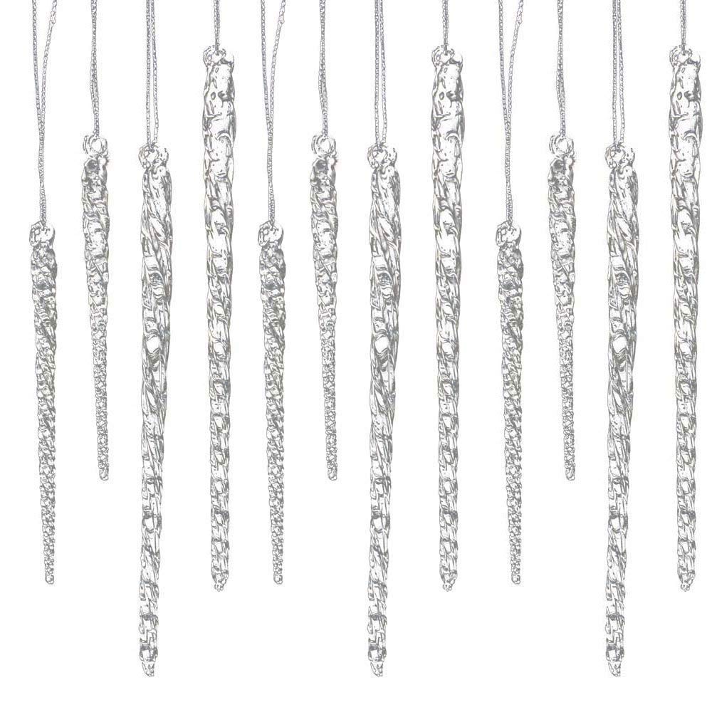 Kurt Adler 24 piece Set 3.5"-5.5" Assorted Clear Glass Icicle Ornaments - Set of 2